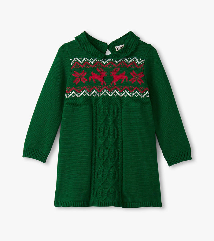 Hatley Cable Knit Sweater Dress - Eden Green