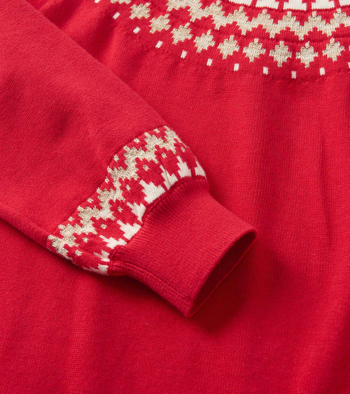 Hatley Fair Isle Swing Sweater Dress - Chex Red