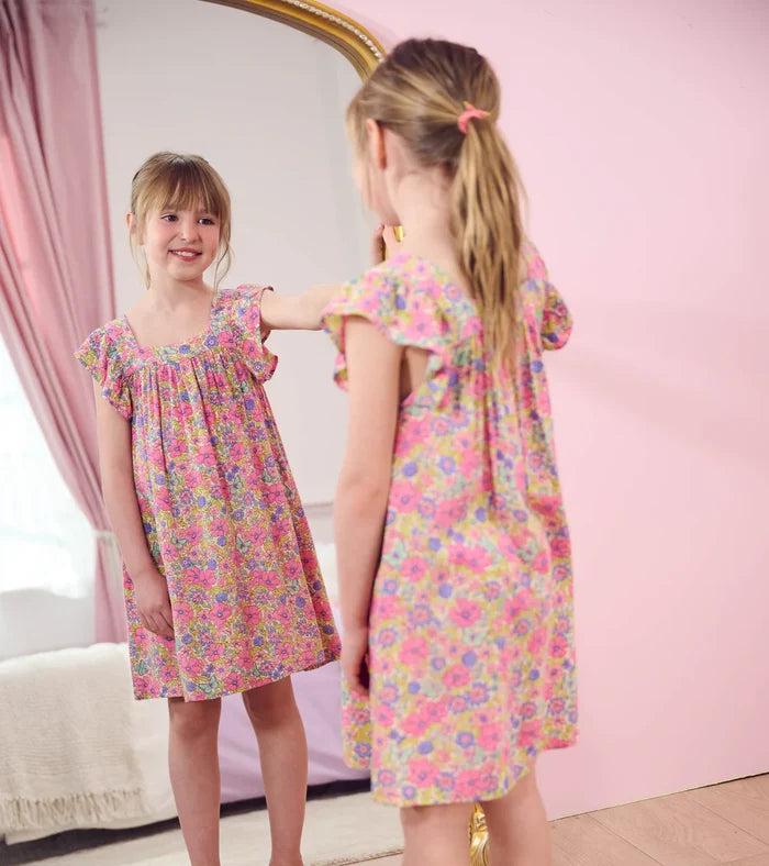 Hatley Flutter Puff Dress - Groovy Flowers