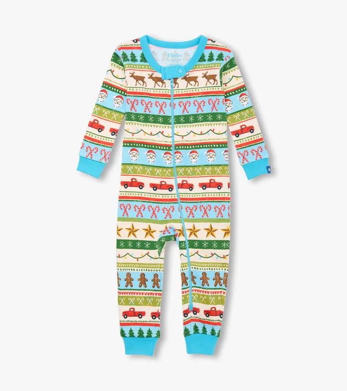 Hatley Fun Fair Isle Cotton Coverall - Blue
