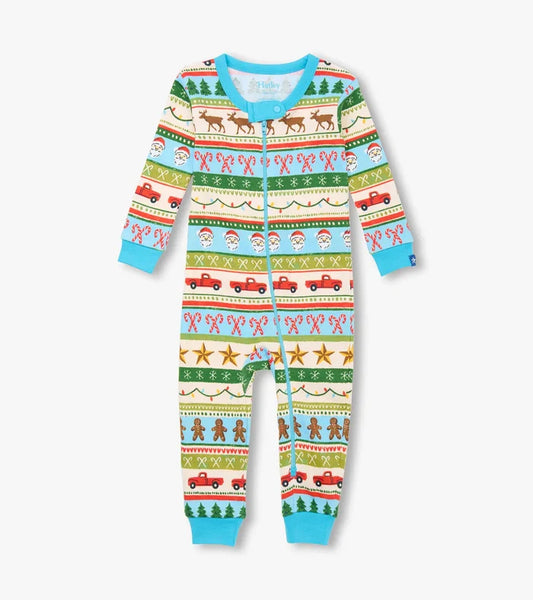 Hatley Fun Fair Isle Cotton Coverall - Blue