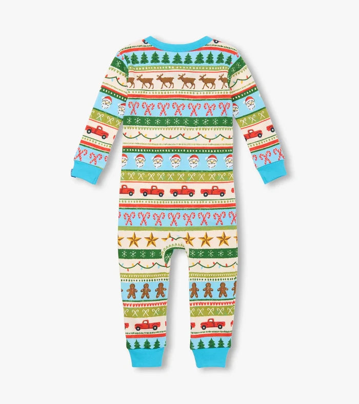 Hatley Fun Fair Isle Cotton Coverall - Blue