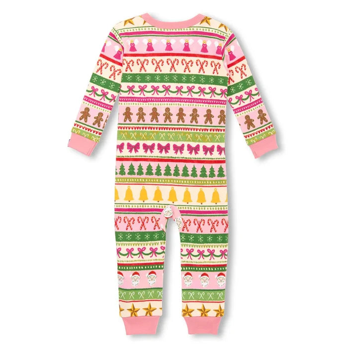 Hatley Fun Fair Isle Cotton Coverall - Pink