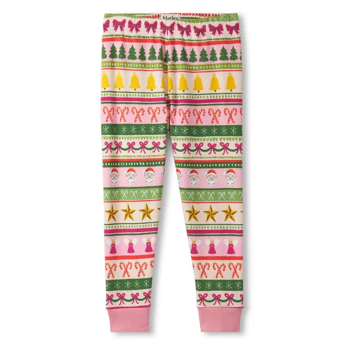 Hatley Fun Fair Isle Cotton Pajama Set - Pink