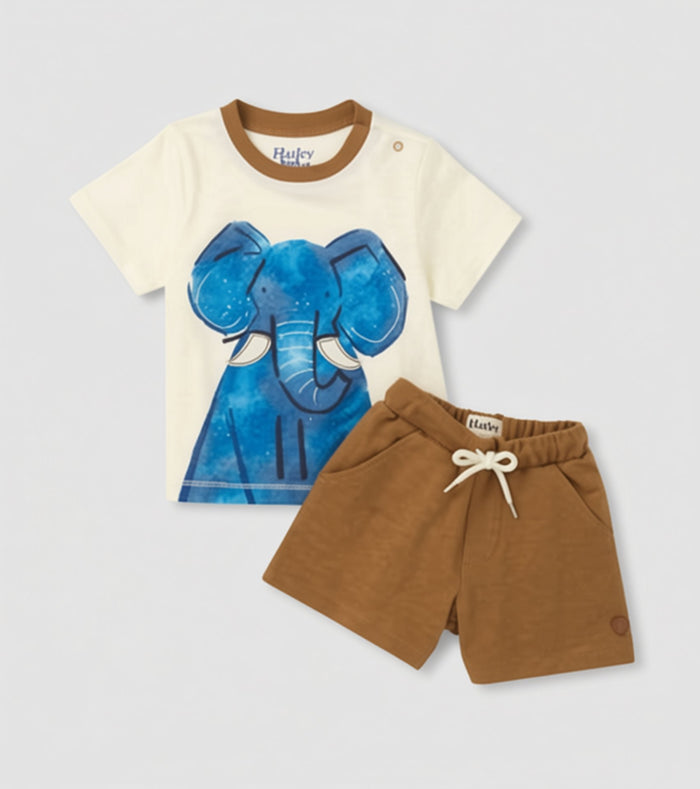 Hatley Graphic Tee and Short Set - Elephant