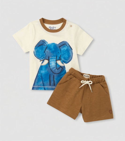 Hatley Graphic Tee and Short Set - Elephant