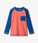 Hatley Long Sleeve Rashguard - Coral and Navy