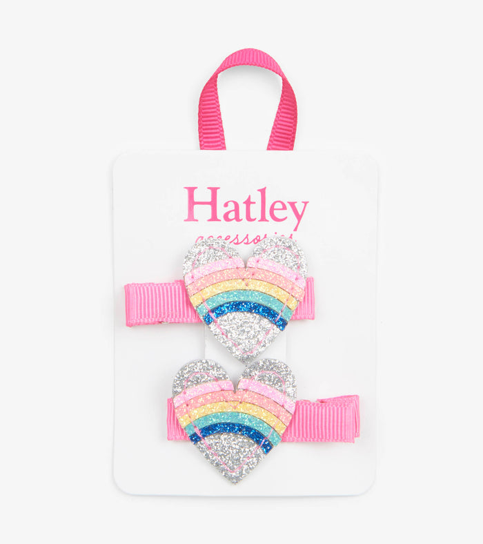 Hatley Rainbow Hearts Glitter Hair Clips