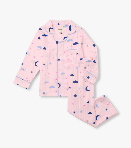 Hatley Relaxed Fit Button Down Pajama Set -  Night Sky