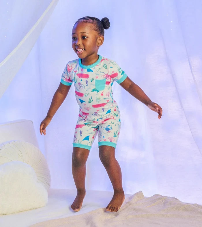 Hatley Short Sleeve Bamboo Pajama Set - Painted Sealife