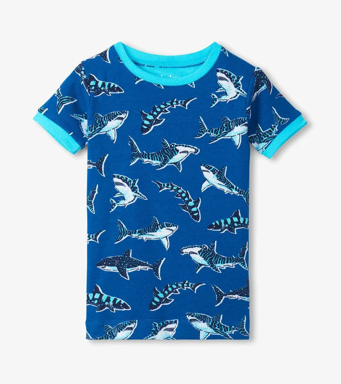Hatley Short Sleeve Cotton Pajama Set - Patterned Sharks