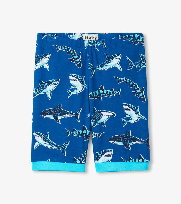 Hatley Short Sleeve Cotton Pajama Set - Patterned Sharks