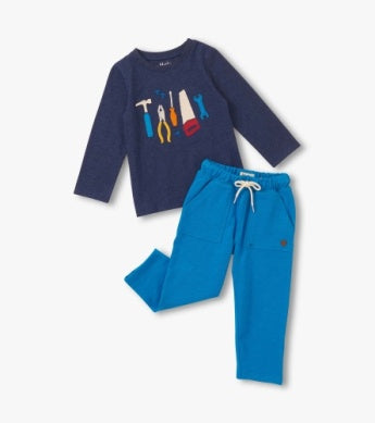 Hatley Tee & Pull on Pant Set - Tools