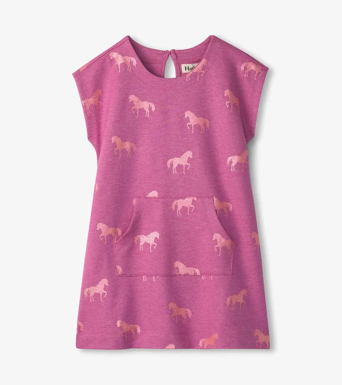 Hatley Terry Slouchy Dress - Shimmer Horses