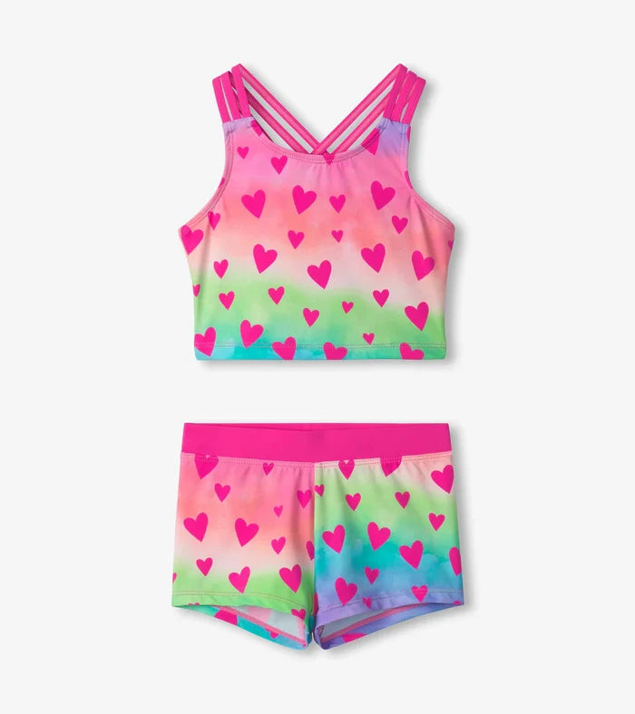Hatley Two-Piece Short Swimsuit -Kaleidoscope Hearts
