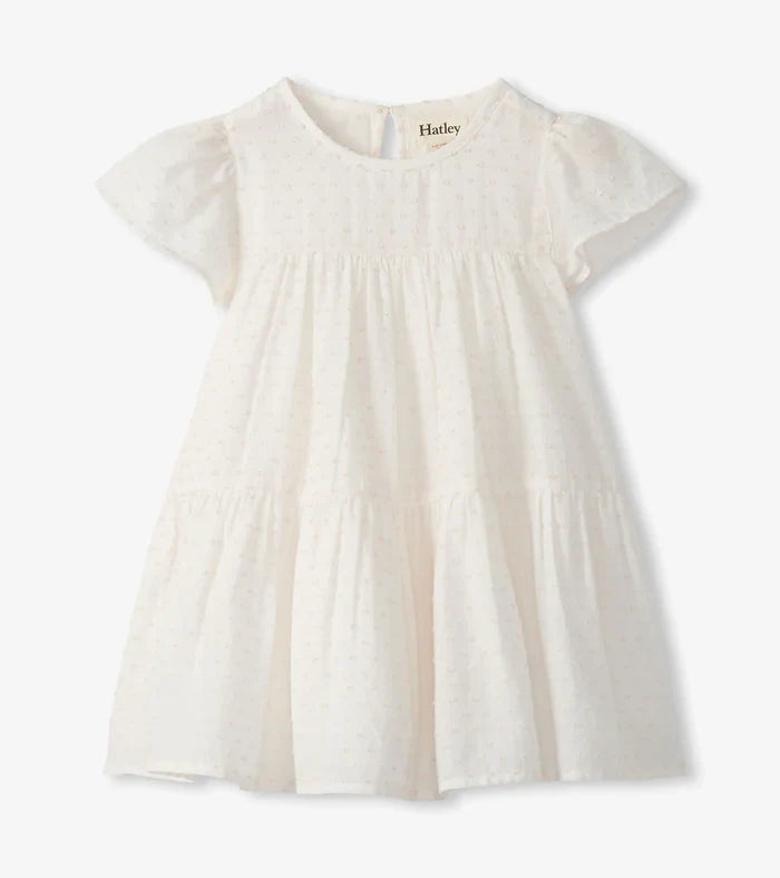 Hatley Woven Cake Puff Dress - Pearl Blush Swiss Dot