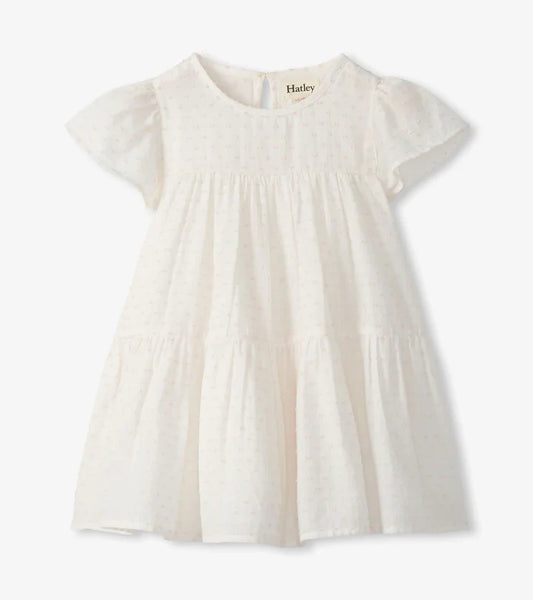 Hatley Woven Cake Puff Dress - Pearl Blush Swiss Dot