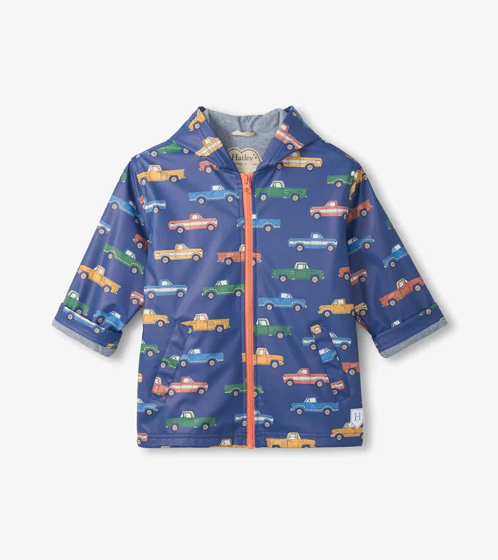 Hatley Zip-up Rain Jacket - Trucks