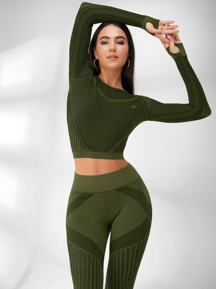 Dark Olive Green / XS / Leggings+Long Sleeves