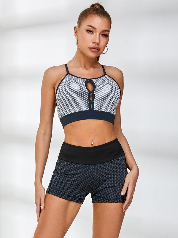 Honeycomb Pocket Peach Hip Spandex Gym Booty Shorts