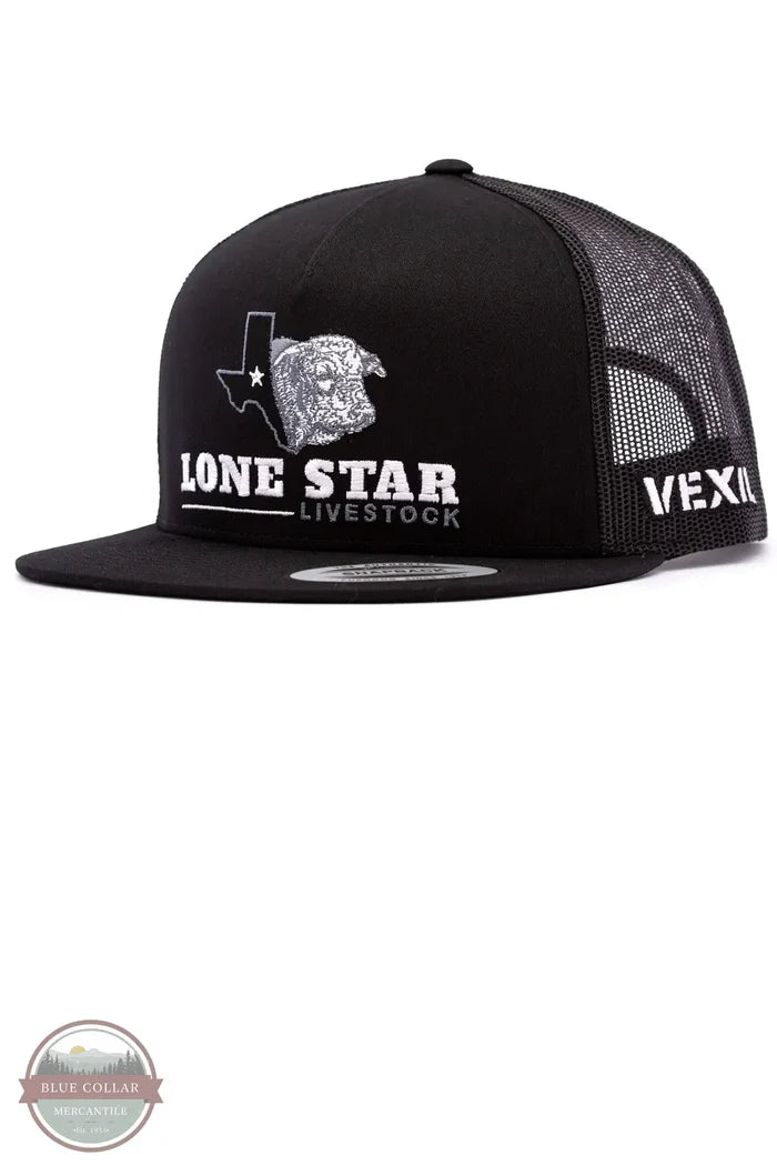 Vexil Brand Lone Star Livestock Snapback Cap in black angled view