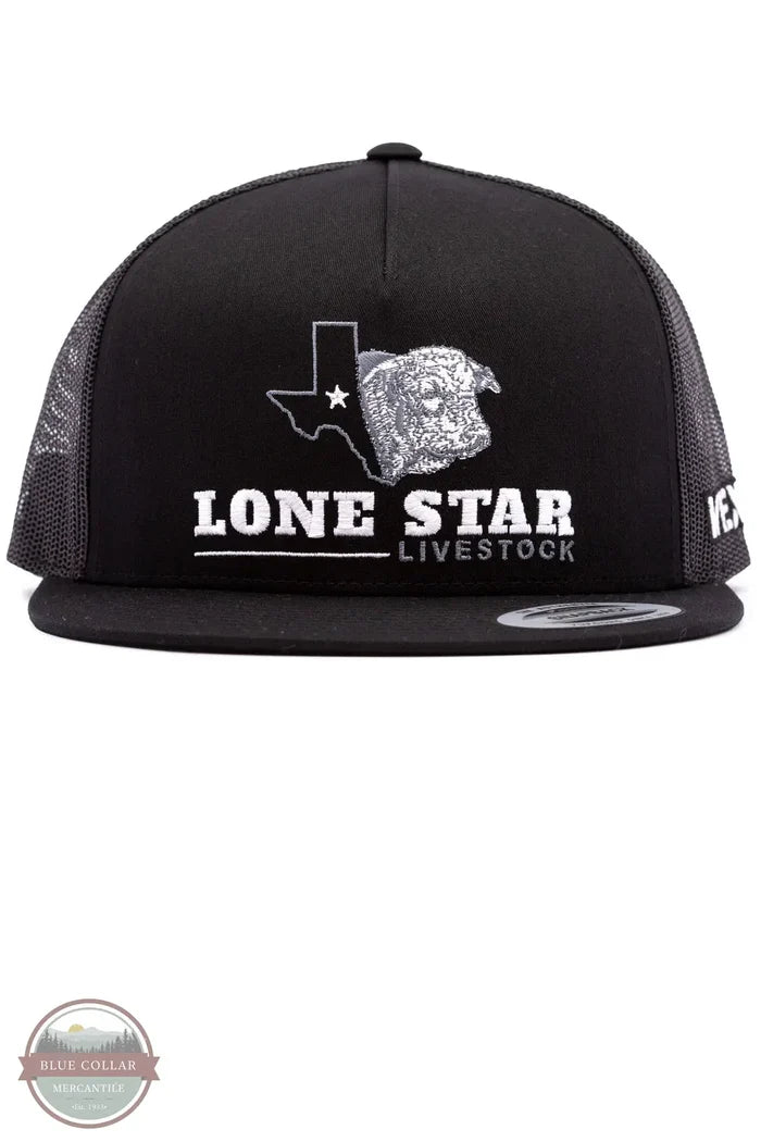 Vexil Brand Lone Star Livestock Snapback Cap in black, front view