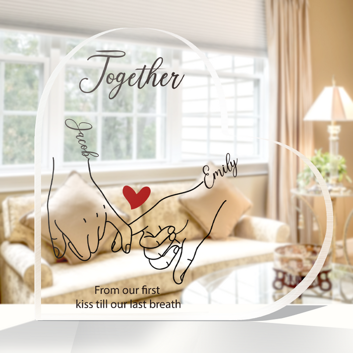 I Love You Forever & Always Anniversary Gifts For Couple Personalized Custom Heart Shaped Acrylic Plaque