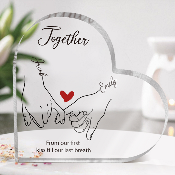 I Love You Forever & Always Anniversary Gifts For Couple Personalized Custom Heart Shaped Acrylic Plaque