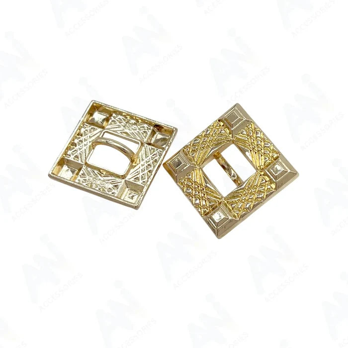 Intricate Square Metal Button for Clothing and Crafts | 18mm(28L) & 23mm(36L)