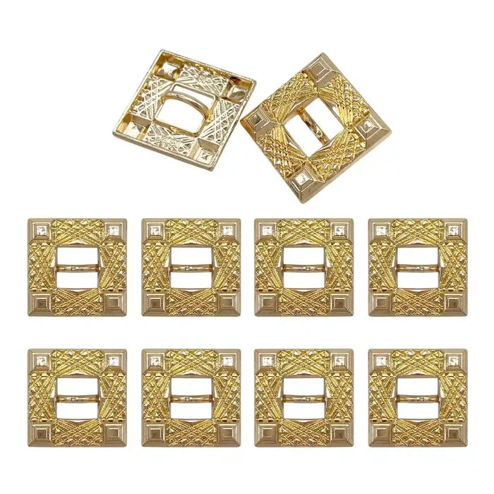 Intricate Square Metal Button for Clothing and Crafts | 18mm(28L) & 23mm(36L)