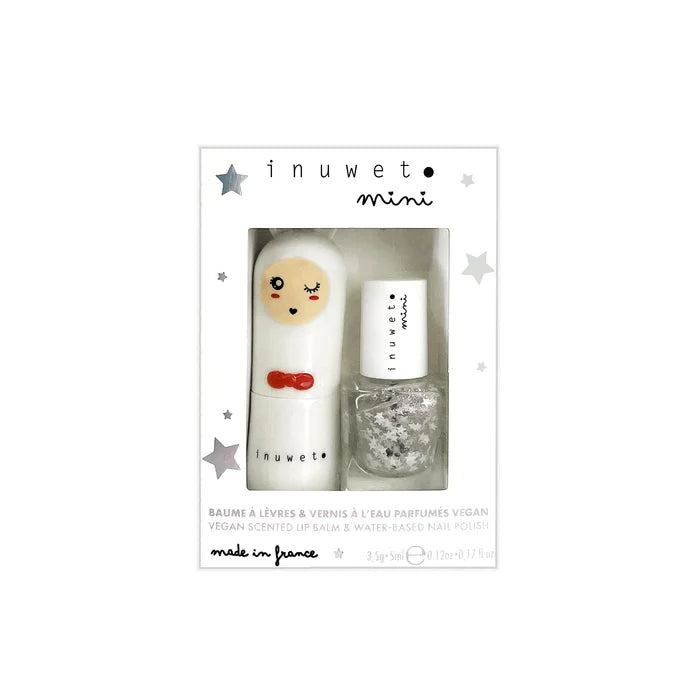 Inuwet Duo - Lip Balm/ Nail Polish - Top Coat Stars/ Cotton Candy