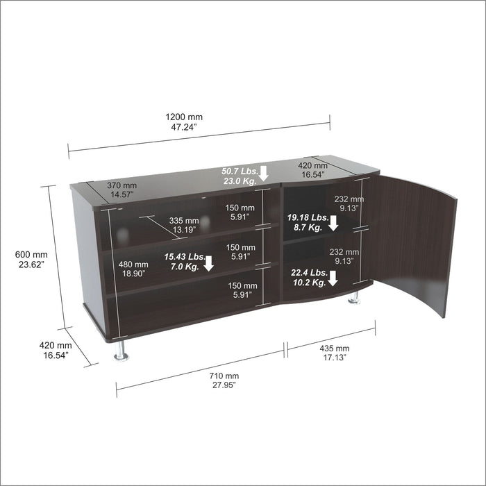 Inval Curved Front 50 Inches Flat-Screen TV Stand - Espresso Wengue
