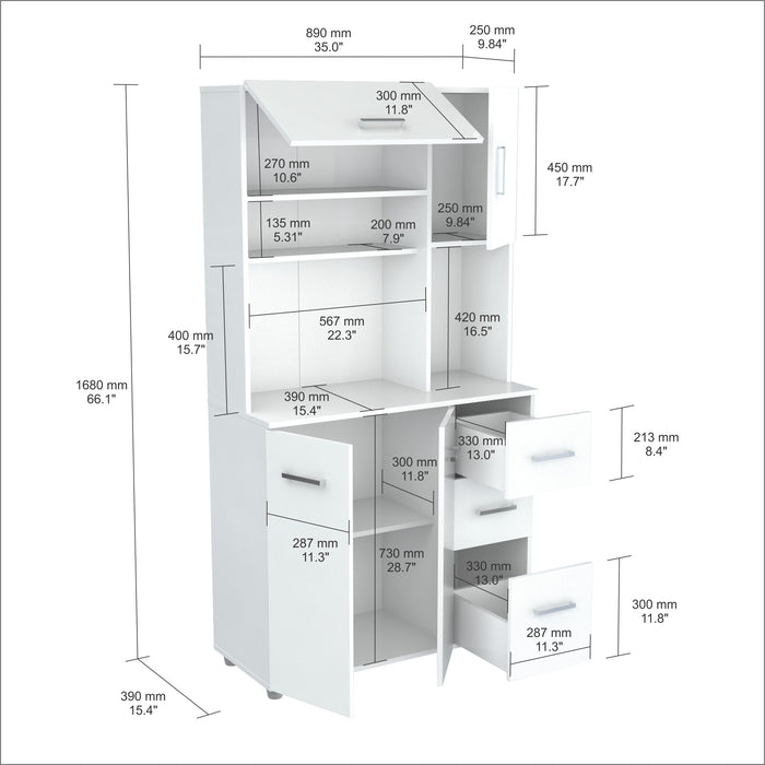Inval Kitchen Storage Cabinet - Laricina White