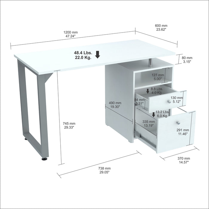Inval Writing Desk - Laricina White