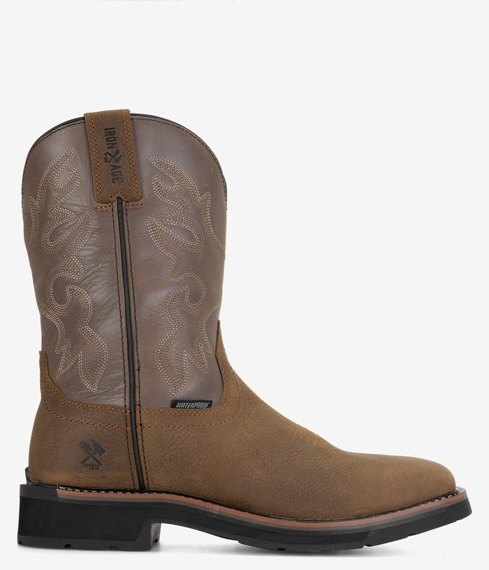 Iron Age Outlaw 10" Steel Toe Waterproof Square Toe Work Boot - Brown/Taupe