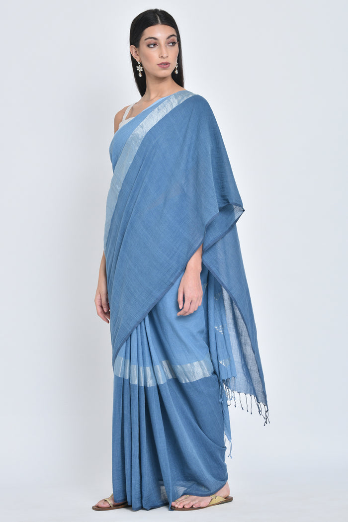 Ishi |Hanwoven Jamdani Organic Cotton Sari - kavana.in