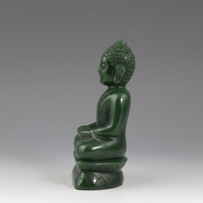 Jade Buddha Exquisite Enlightenment Green Nephrite Gem