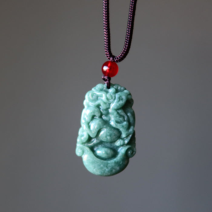 Jade Necklace Year of the Horse 2026 Brown Cord
