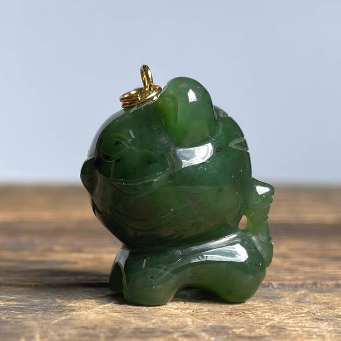 Jade Pendant Green Cartoon Tiger Canadian Nephrite