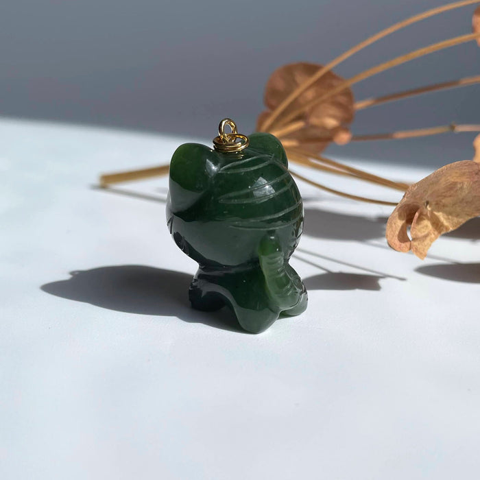 Jade Pendant Green Cartoon Tiger Canadian Nephrite