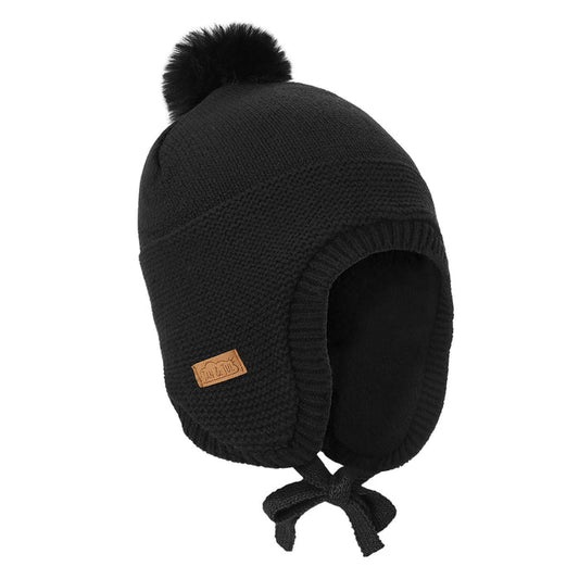 Jan & Jul Knit Winter Hat with PomPom - Jet Black