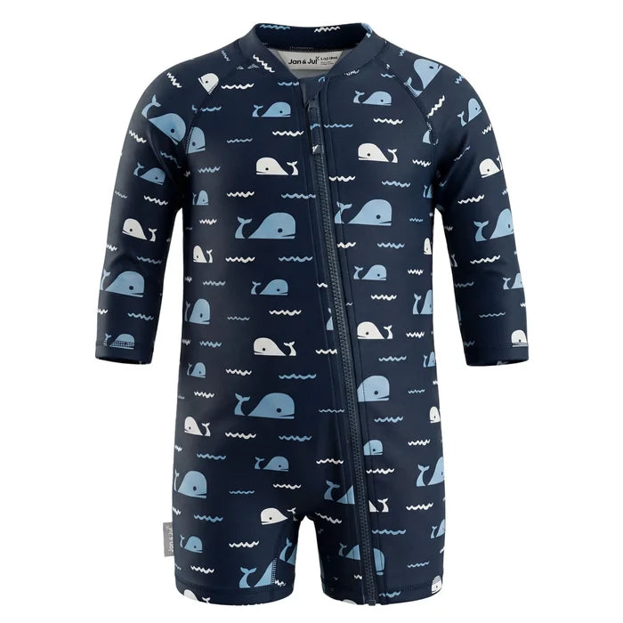 Jan & Jul Sun & Splash UV Jumpsuit - Navy Whale Tales