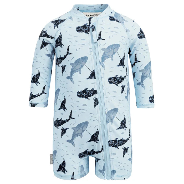 Jan & Jul Sun & Splash UV Jumpsuit - Whale Play