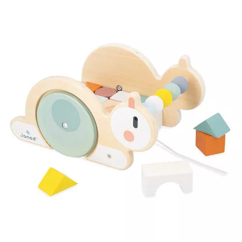 Janod Sweet Cocoon Pull-Along Snail Cube Trolley