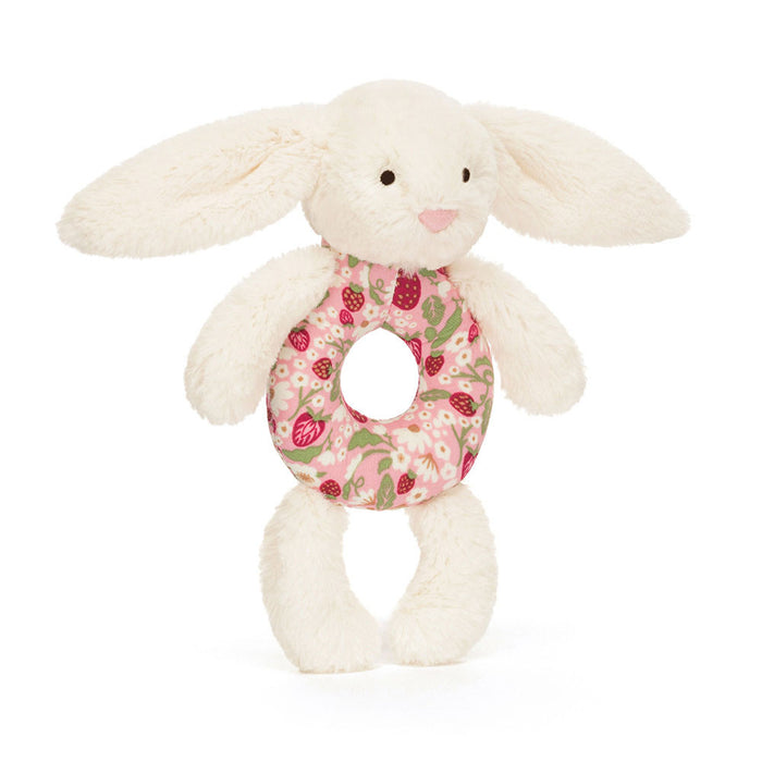 Jellycat Blossom Bunny Ring Rattle - Cream/Berry