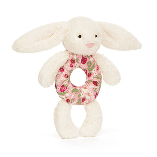 Jellycat Blossom Bunny Ring Rattle - Cream/Berry