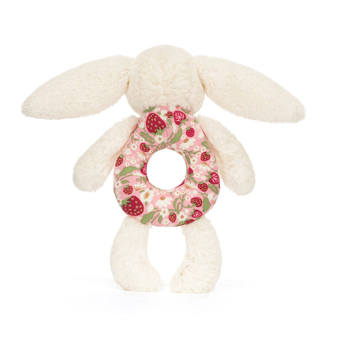 Jellycat Blossom Bunny Ring Rattle - Cream/Berry