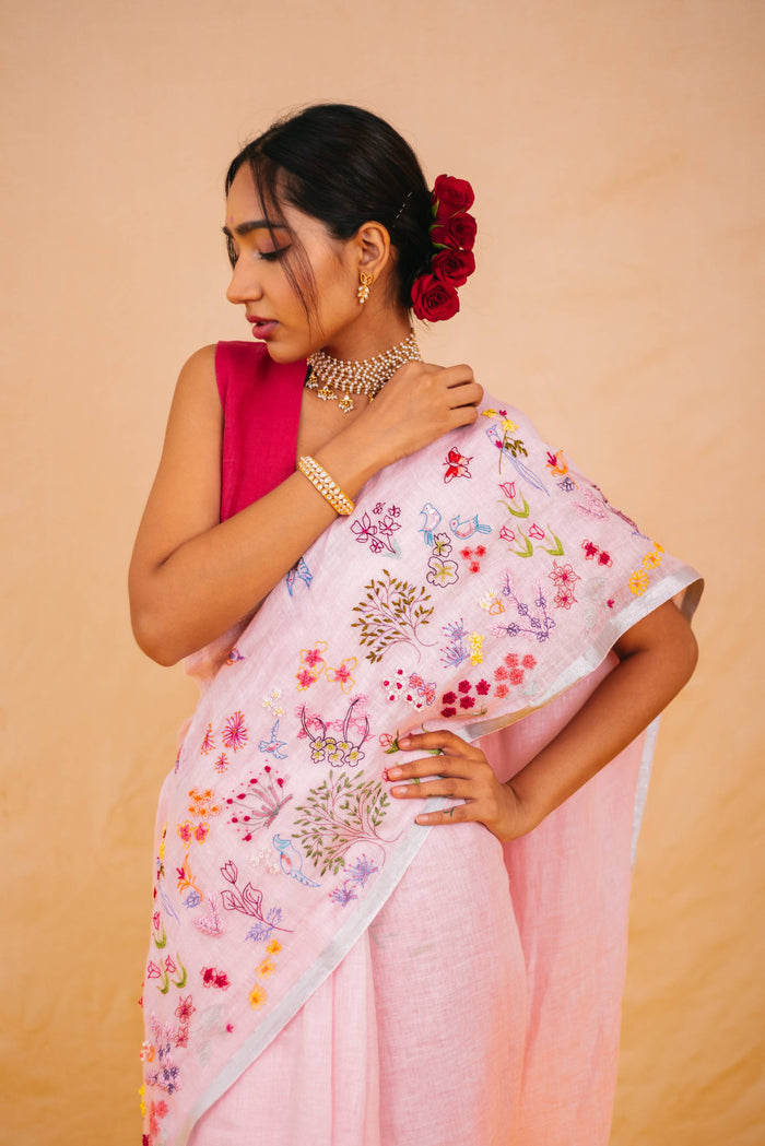 Jhilmil Linen Sari