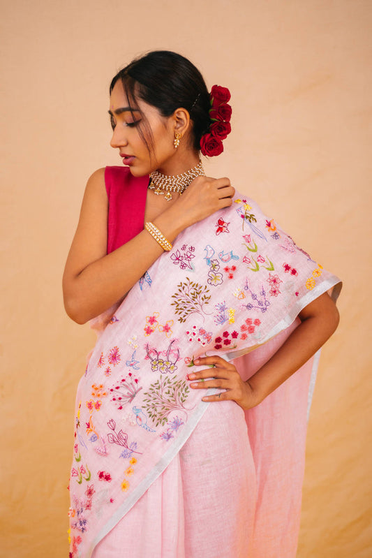 Jhilmil Linen Sari