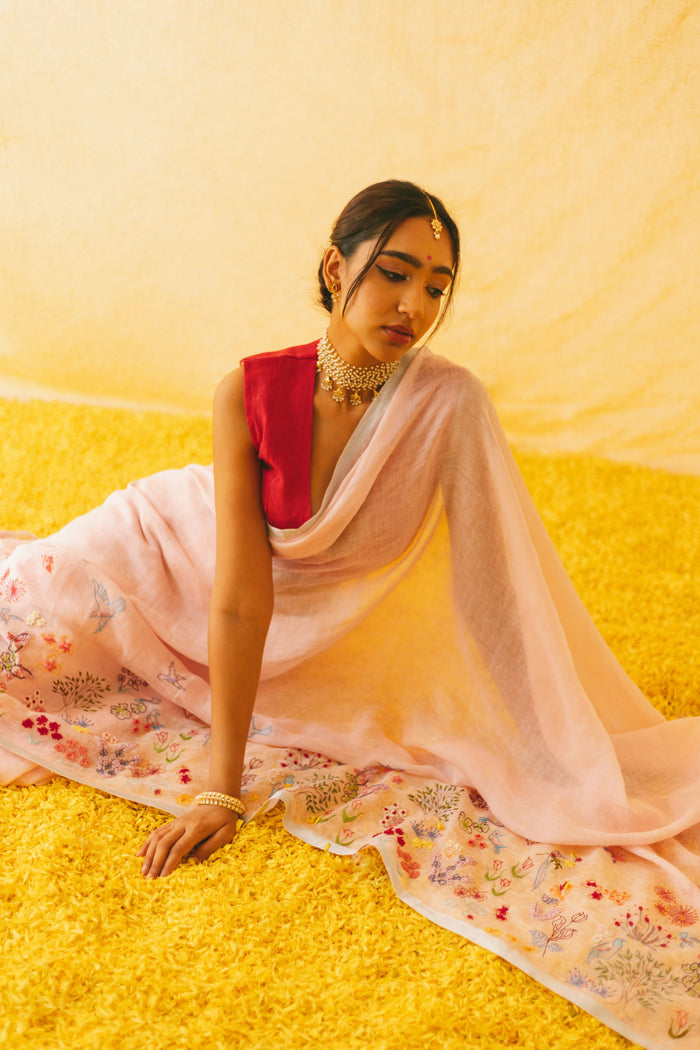 Jhilmil Linen Sari